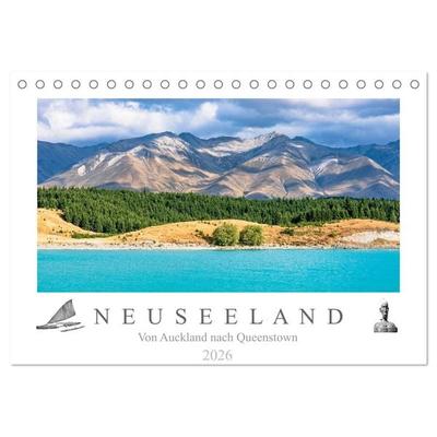 Neuseeland - Von Auckland nach Queenstown (Tischkalender 2026 DIN A5 quer), CALVENDO Monatskalender