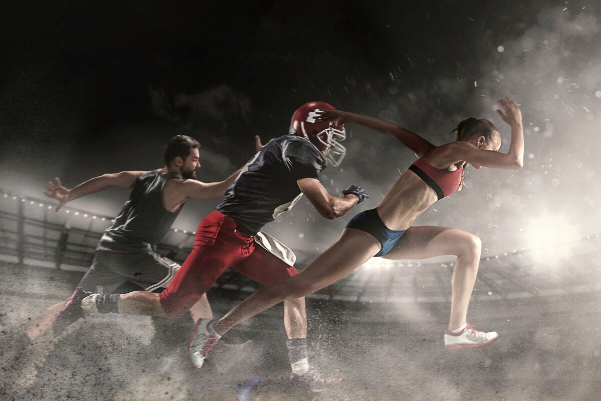 Fototapete PAPERMOON "Sport", bunt, B:4m L:2,6m, Vlies, Tapeten, Fototapete bunt B/L: 4m x 2,6m, Bahnen: 8 Stk.