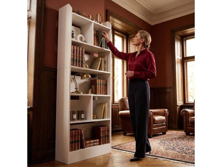 Bibliothèque bibliothèque avec 6 compartiments, étagère de rangement sur pied pour salon, bureau, chambre à coucher, blanc