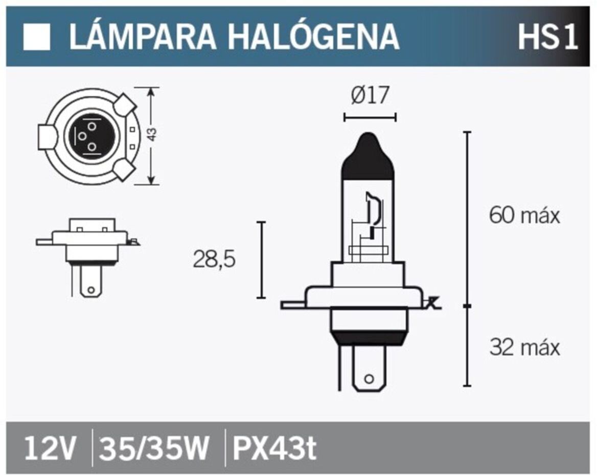 Lâmpada de halogéneo VICMA HS1 12V/ 35W/35W