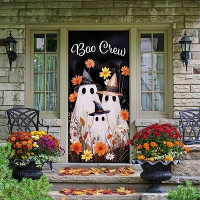 Evergreen "Halloween Ghost Family Door Cover - 77"" x 36"""