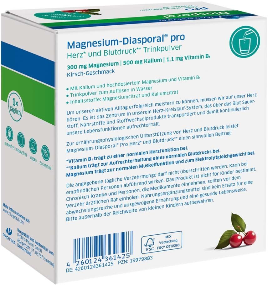 Magnesium Diasporal pro Herz und Blutdruck Pulver 30 St