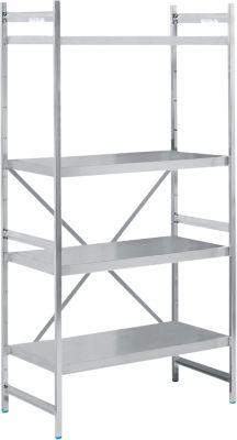 Grundregal, Edelstahl, geschlossene Böden, B 900 x T 600 mm