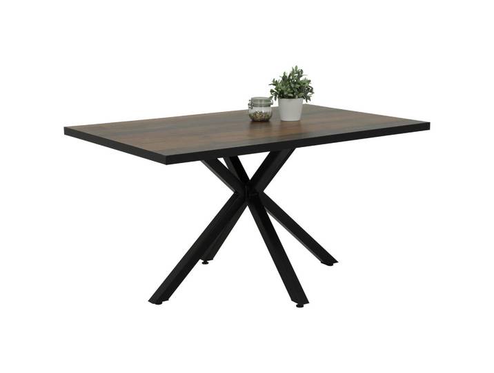 P & B Esstisch Cleo, Schwarz, Dunkelbraun, Metall, rechteckig, Sternfuß, 90x76x140 cm, Esszimmer, Tische, Esstische