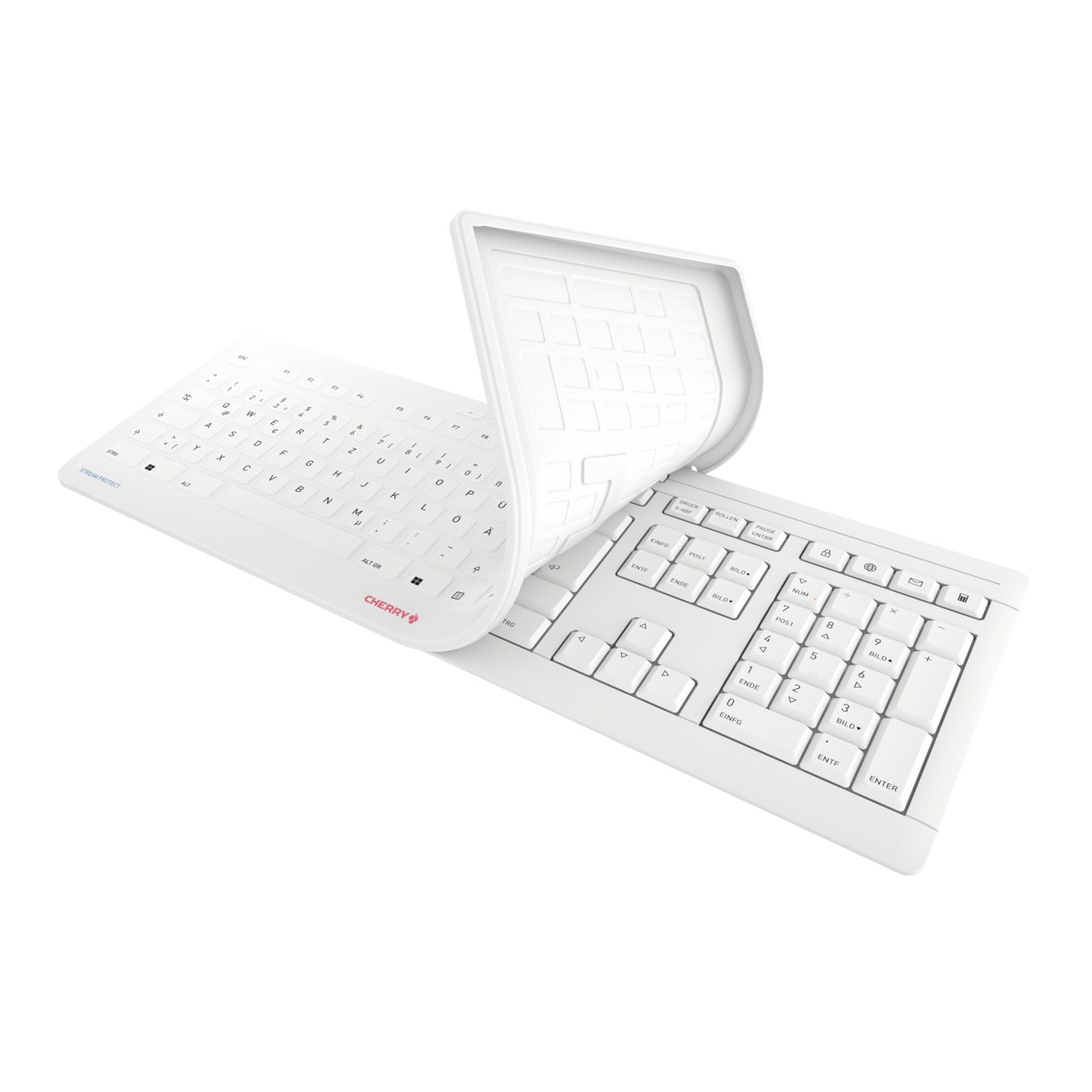 Cherry STREAM PROTECT Tastatur kabellos, Weiß