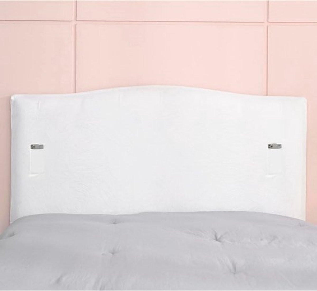 Wit fluwelen stretch hoofdbord cover voor volwassenen