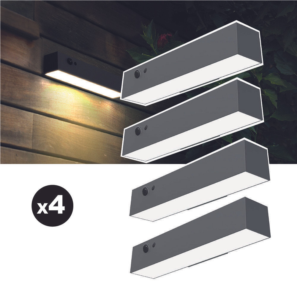 Set van 4 EZIlight Solar Wall S24 LED wandlampen voor in de tuin