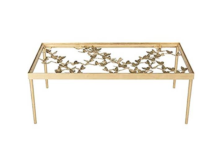 SAFAVIEH Cherise Schmetterling Kaffeetisch, Metall, Gold/Klar,60 X 121 X 45.21 cm