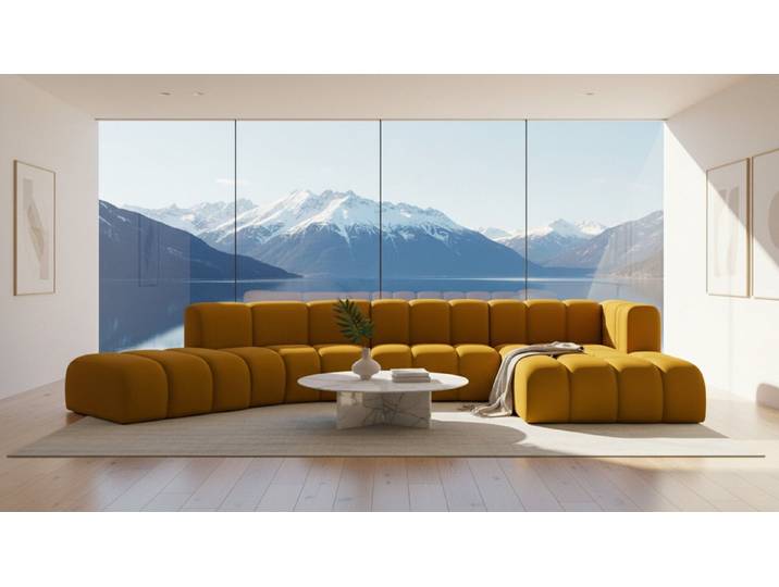 Kaiser Möbel Ecksofa Velours Grand L Round moderne modulare Designer-Sofa, Ecksofa, halbkreisförmiges Design,Premium-Velours Salvador
