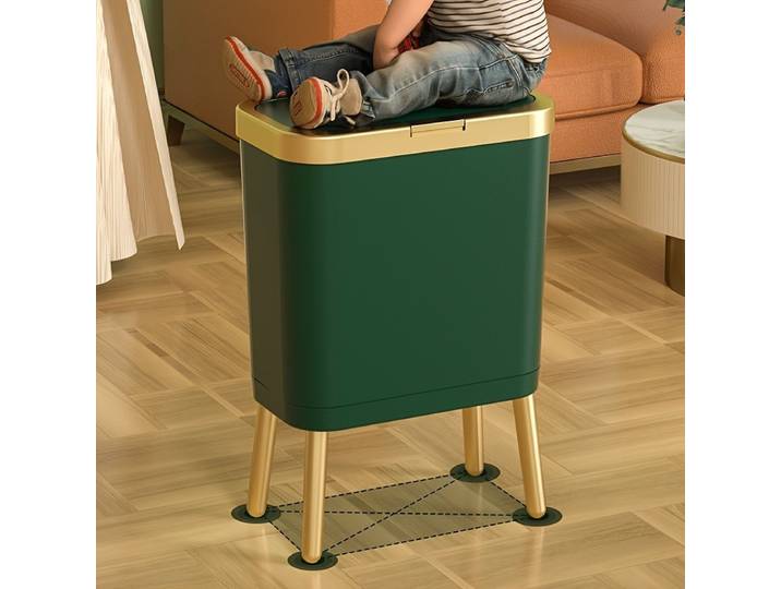 Grand poubelle carré en plastique de 15l, avec couvercle anti-odeur, poubelle de tri multifonctionnelle, toilettes, pieds surélevés, 1 pièce