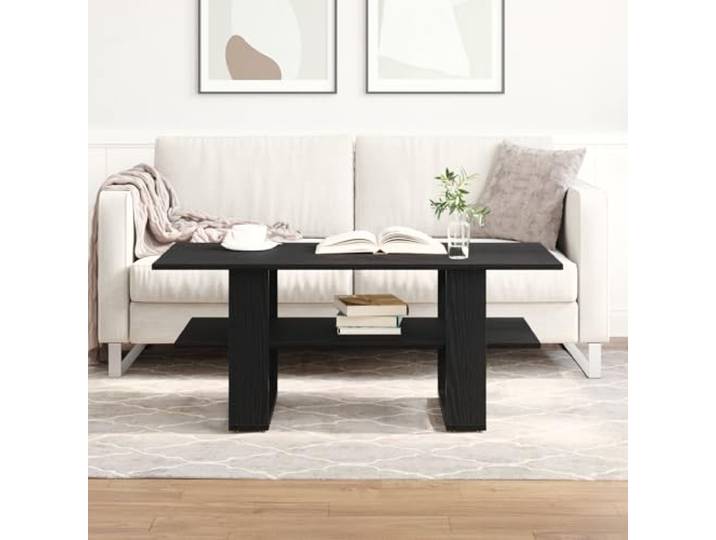 HEFZGDB Couchtisch Schwarz Eiche Holzwerkstoff 102x55x42 cm Moderner Wohnzimmertisch mit minimalistischem Design und robustem Material für Stauraum und Dekoration