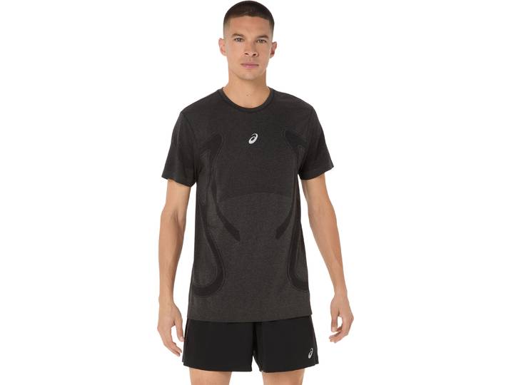 Laufshirt ASICS ROAD SEAMLESS SS TOP , Herren, Gr. M, schwarz (performance schwarz), Obermaterial: 65% Polyamid, 35% Polyester, normal, Rundhals, Shirts Laufshirt