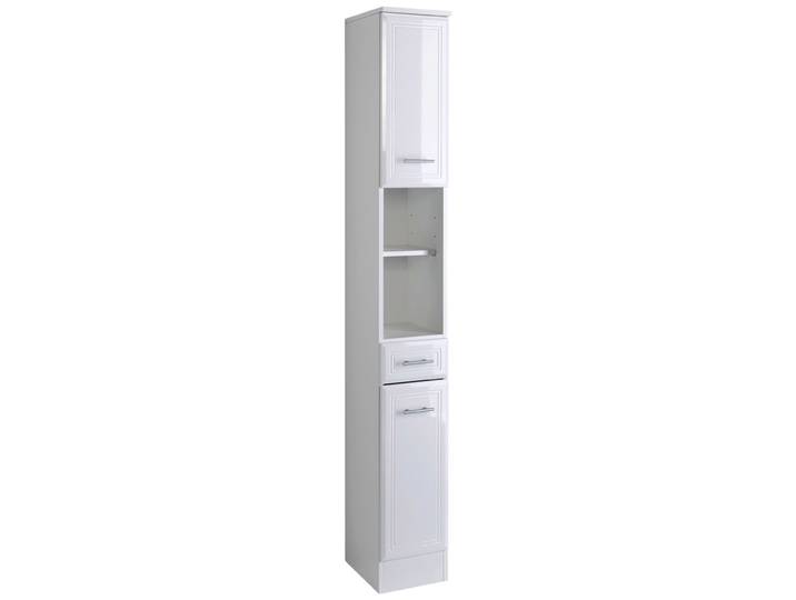 Hochschrank WELLTIME Neapel , weiss (weiß), B:25cm H:190cm T:34cm, Holzwerkstoff, MDF, Schränke, Hochschrank, Breite 25 cm, mit Hochglanzfronten und eleganter Fräsung