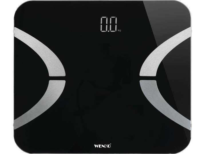 Körper-Analyse-Waage WENKO, schwarz, B:31,2cm H:2,1cm T:26cm, Glas, Kunststoff, Personenwaagen, Körper-Analyse-Waage, Bluetooth Körperfettwaage