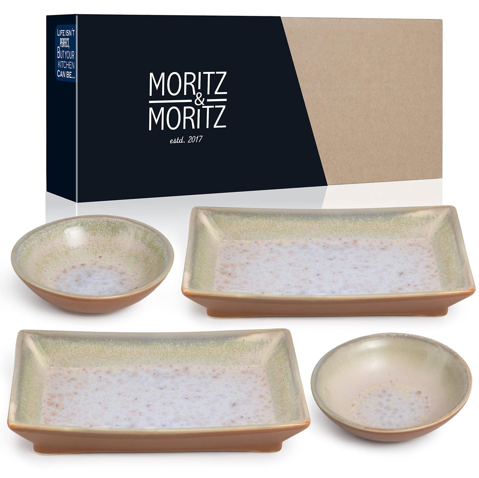 Moritz & Moritz Sushi Set, 4-delig porselein, beige, voor 2 personen