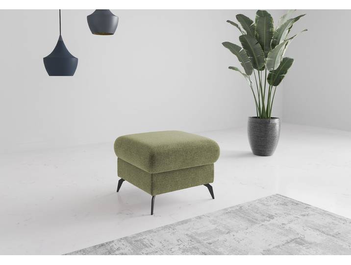 Polsterhocker, 100% Polyester, Hellgrün, 58×50×58 cm, Mit Stauraum, Modern, Home-affaire