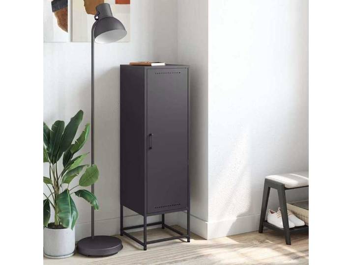 (15539)Meuble rangement - Buffet haut - contemporain - noir 36x39x123 cm acier poid:16.39 kg
