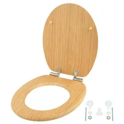 Relaxdays Toilettendeckel mit Absenkautomatik Hellbraun,Silber