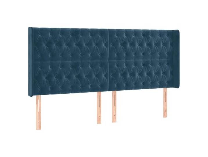 vidaXL Kopfteil mit Ohren Dunkelblau 183x16x118/128 cm Samt