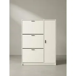 Schuhschrank – Weiß, 90x120x24 cm, Schuhkipper geschlossen, mit Ablage