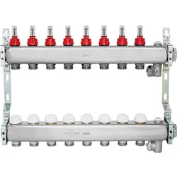 Heizkreisverteiler ATT2, DN32 (11/4'') Edelstahl, 3 Heizkreise, mit Flowmeter