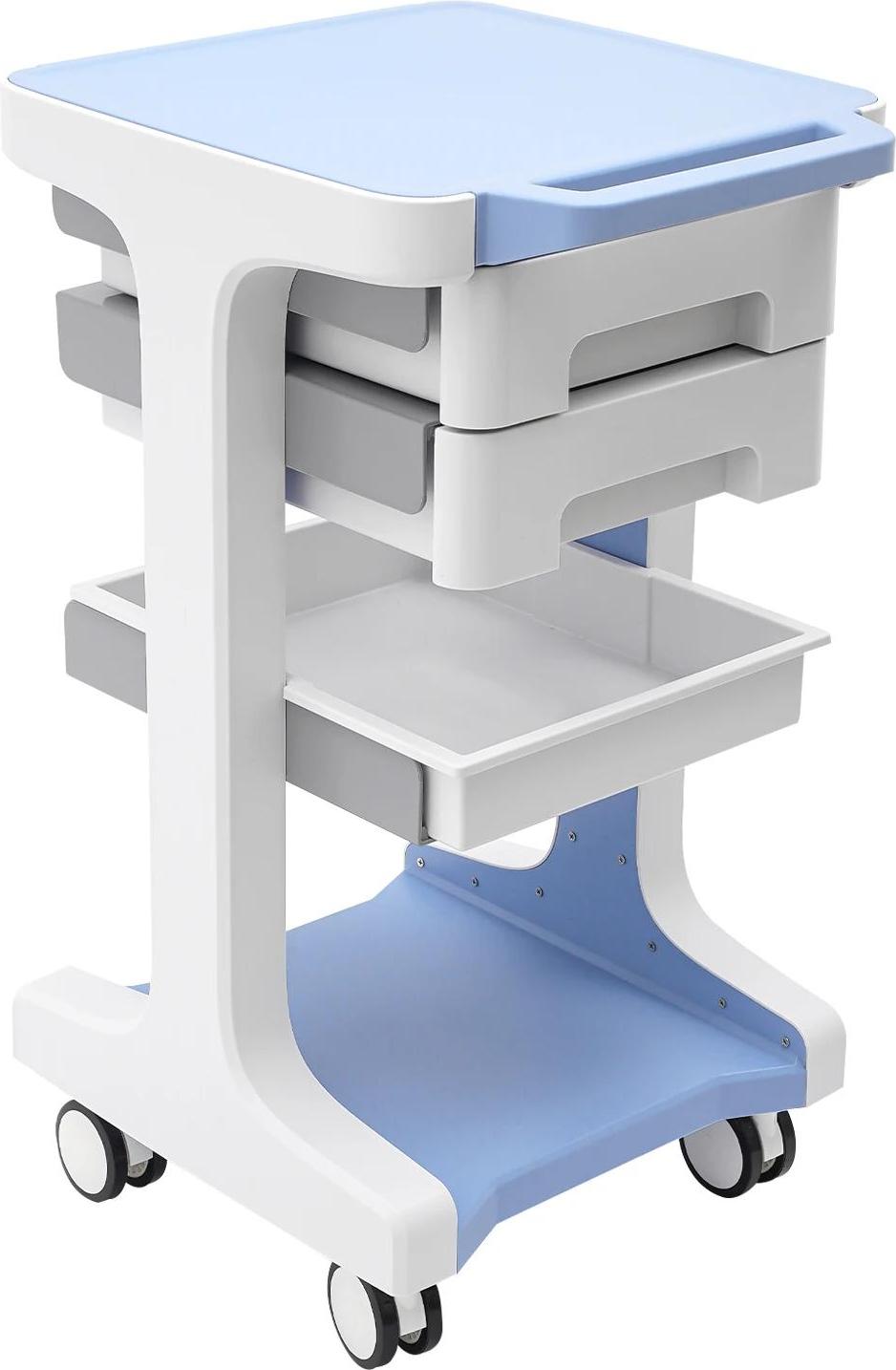 Kosmetikwagen - 3-stöckiger Salon Rollwagen - ABS Kunststoff - 2 Schubladen - 4 Lenkrollen - Tragkraft 50 kg - 41x41x67 cm - Blau