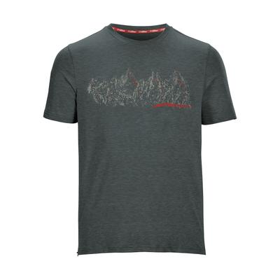T-Shirt KILLTEC "MN TSHRT C", Herren, Gr. S, grau (dunkelgrün), Obermaterial: 92% Polyester, 8% Elasthan, Rundhals, Shirts T-Shirt, Schnelltrocknendes Herren T-Shirt mit Berg-Print und Melange-Optik