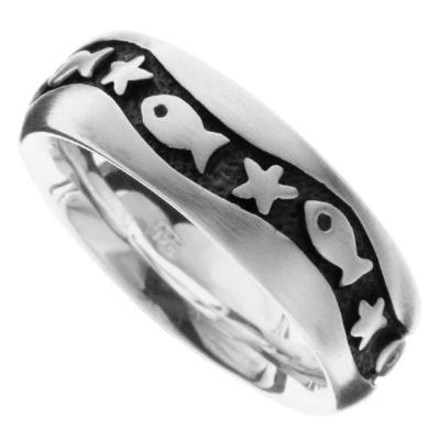 Fingerring OSTSEE-SCHMUCK "Ostsee-Schmuck Ring Fisch & Stern Ring Fisch & Stern" Gr. 64, silber, Fingerringe, Damen, 64 (20,4), Silber 925 (Sterlingsilber), Fingerring