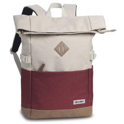 BESTWAY® Rucksack Campus Sytle, Rolltop, weiß/rot, variabel von 19 bis 25 Litern