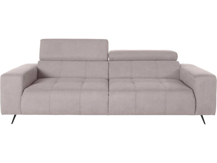 2-Sitzer Sofa, Luxus-Microfaser, Grau (Taupe) 238×104 cm, Mit Kopfteilverstellung, Modern, DOMO COLLECTION