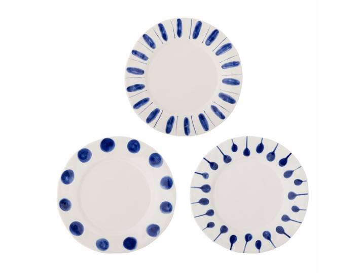 Bloomingville Linora borden blauw Ø28cm set van 3 stuks