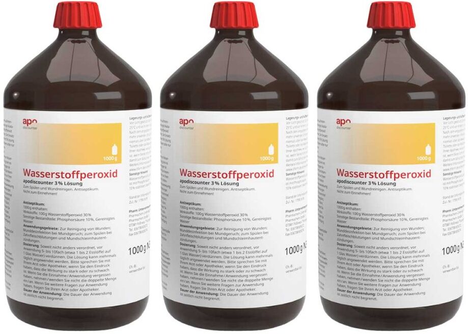 Wasserstoffperoxid Lösung 3% 1000 g (1L) von apodiscounter 3x1000g