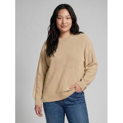 Strickpullover TOM TAILOR PLUS, Damen, Gr. 54, beige (gravel beige melange), Strick, Obermaterial: 52% Viskose, 27% Polyester, 21% Polyamid, unifarben, bequem hüftbedeckend, Rundhals, Bündchen, Pullover Strickpullover, Langarmpullover mit Rundhals /...