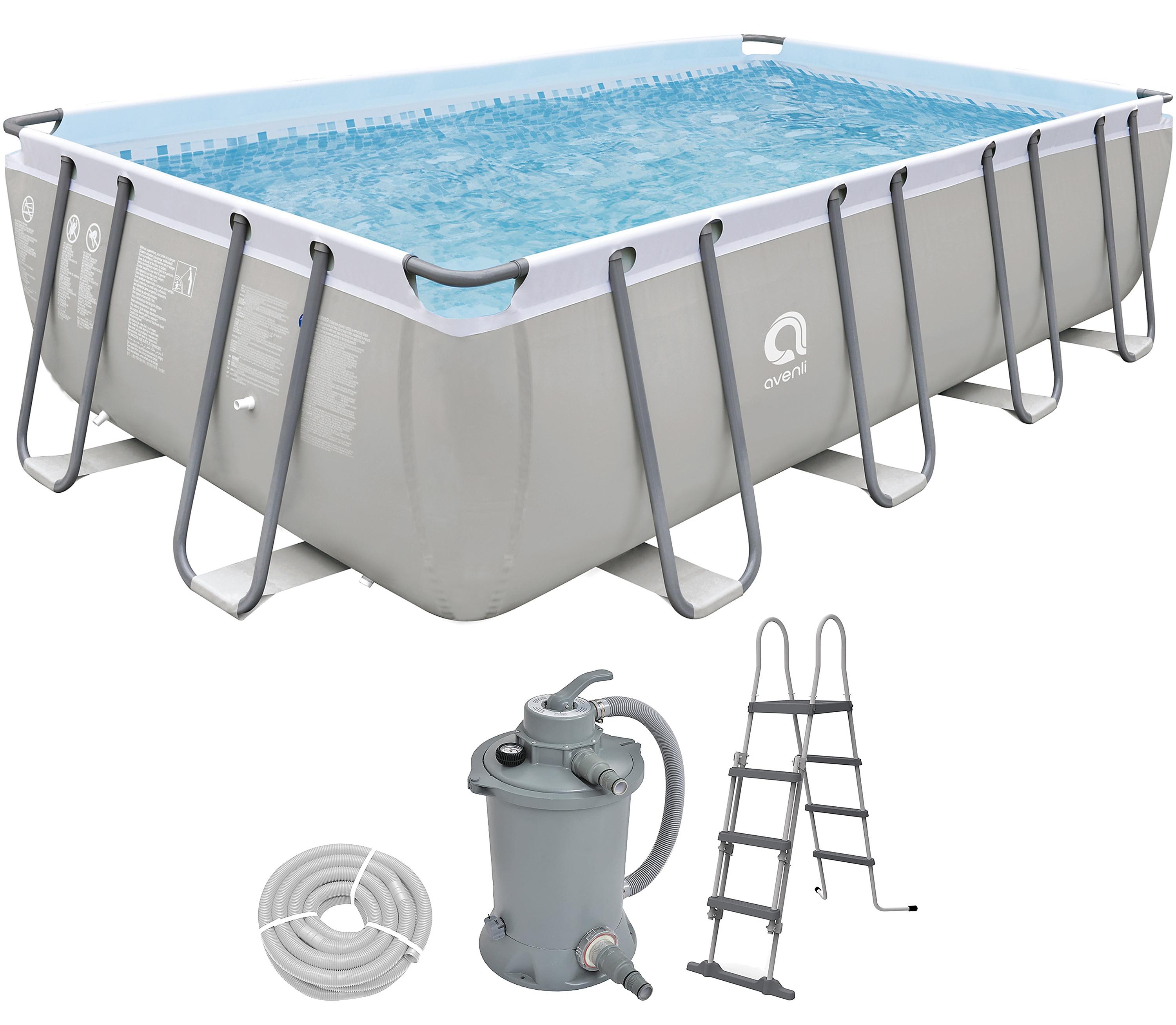 Avenli Frame Plus Rectangular Pool Komplettset 549x305x122 cm, Aufstellpool, rechteckig, mit Sandfilter, grau