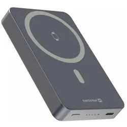 Swissten Power Bank Fusion 10000 mAh with Apple Watch Charger (Magsafe Compatible) - Silver (10000 mAh, 20 W, 38.50 Wh), Powerbank, Silber