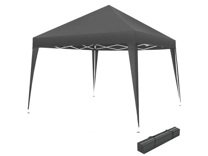 tectake Faltpavillon Linosa, inklusive Spannseile, Heringe und Tragetasche, grau, Grau, Kunststoff, Quadratisch, 300x255x300 cm, Sonnenschutz, Pavillons