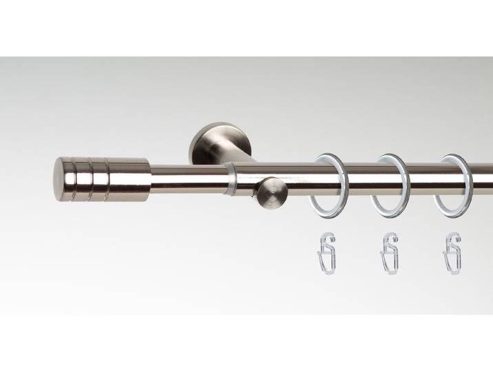 Gardinenstange LIEDECO Stilgarnitur Zylinder ausziehbar 16/19 mm , silber (edelstahl, op), Ø:19mm, Eisen, Gardinenstangen, Gardinenstange, teleskopisch ausziehbar