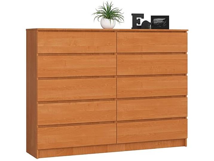 AKORD Kommode K160 160 cm 10 Schubladen für das Wohnzimmer für das Schlafzimmer für das Arbeitszimmer Büro B160 x H121 x T40 cm Gewicht 101,75 kg Erle