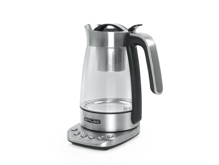 MUSE MS-320 T 2-in-1 Glas-Wasserkocher mit Teesieb, 2000W & Temperaturwahl Mit Teesieb, Temperatureinstellung & Teekessel-Funktion – 2-in-1 Glas-Wasserkocher für Tee und Heißwasser zuhause