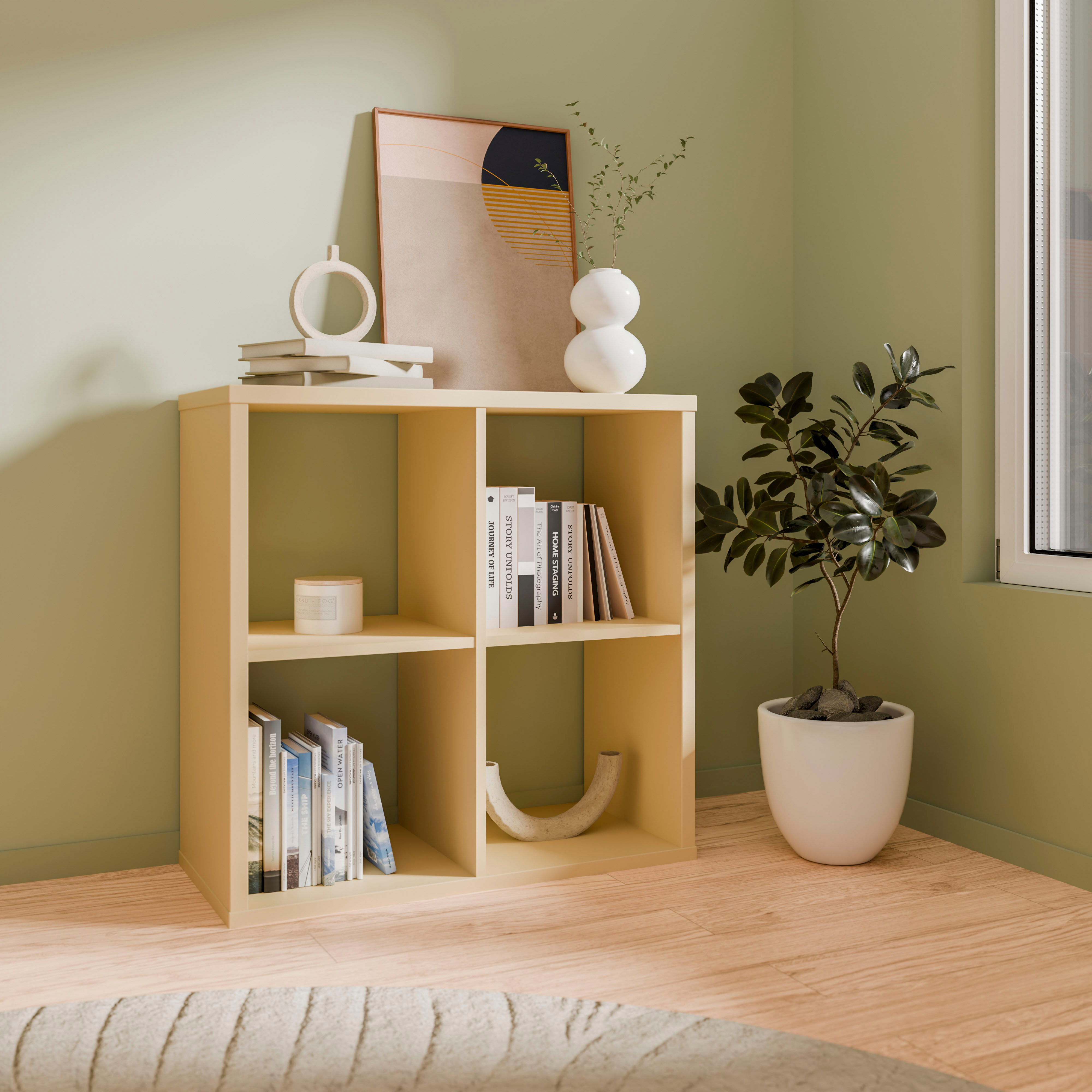 Standregal FORTE "Mauro", beige (gelb), T:32,9cm, Holzwerkstoff, Regale, Standregal, Fachgrösse 33x33cm, 4 Fächer gelb B/H/T: 32,9cm, 4 Stk. offene Fächer