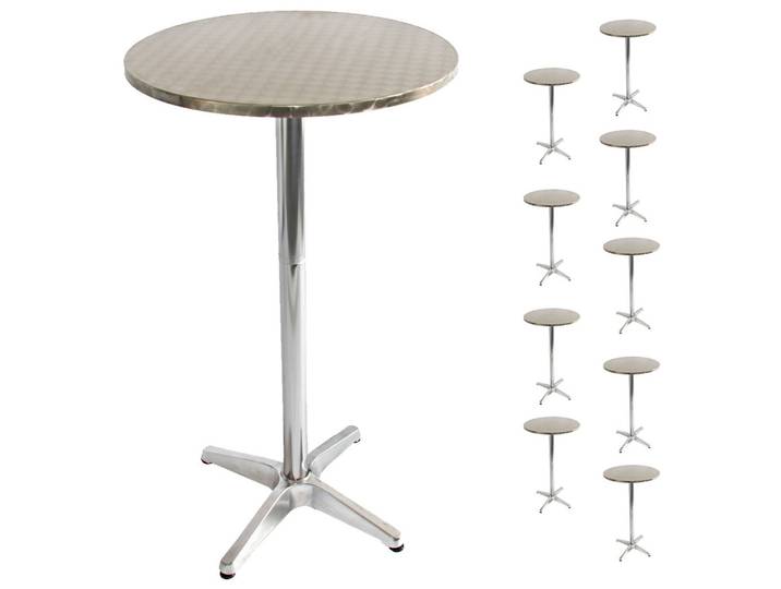 ALU-STEHTISCH BETONEINGUSS 10ER-SET rund Silber 10er-Set
