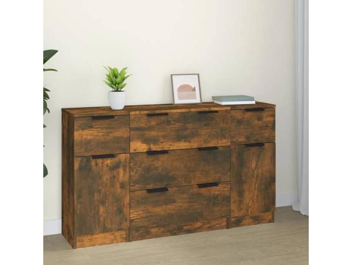 SALE 2025 Buffets bahut vaisselier - Ensemble de buffets - Lot de 3 - Chêne fumé - bois d'ingénierie 49 56 Kg 5390