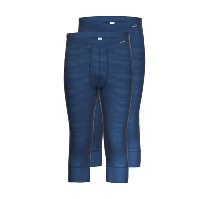 Lange Unterhose AMMANN "2er Pack 3/4 lange Unterhose mit Eingriff Day Classic", Herren, Gr. 6, blau (dunkelblau), Obermaterial: 75% Baumwolle CO. 25% Polyester PES., Unterhosen Lange Unterhose