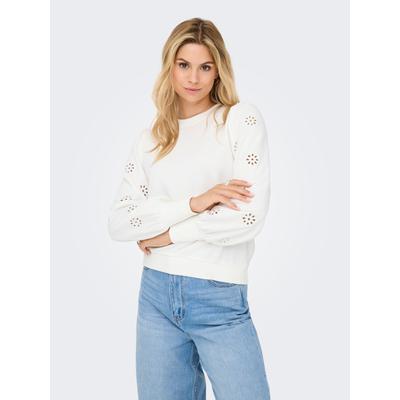 Sweatshirt ONLY "ONLFEMME L/S PUFF EMBROIDERY UB SWT", Damen, Gr. XS, cloud dancer, Sweatware, Obermaterial: 60% Baumwolle, 40% Polyester, unifarben, regular fit hüftlang, Rundhals, Puffärmel Rippbündchen, Sweatshirts Sweatshirt, Puffärmel mit...