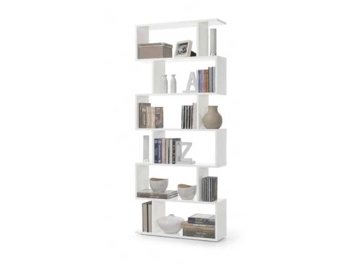 Habitdesign Modèle Athena Bibliothèque Haute Finition Blanc Brillant\, Dimensions : 192 x 80 x 24 cm (H x l x P).