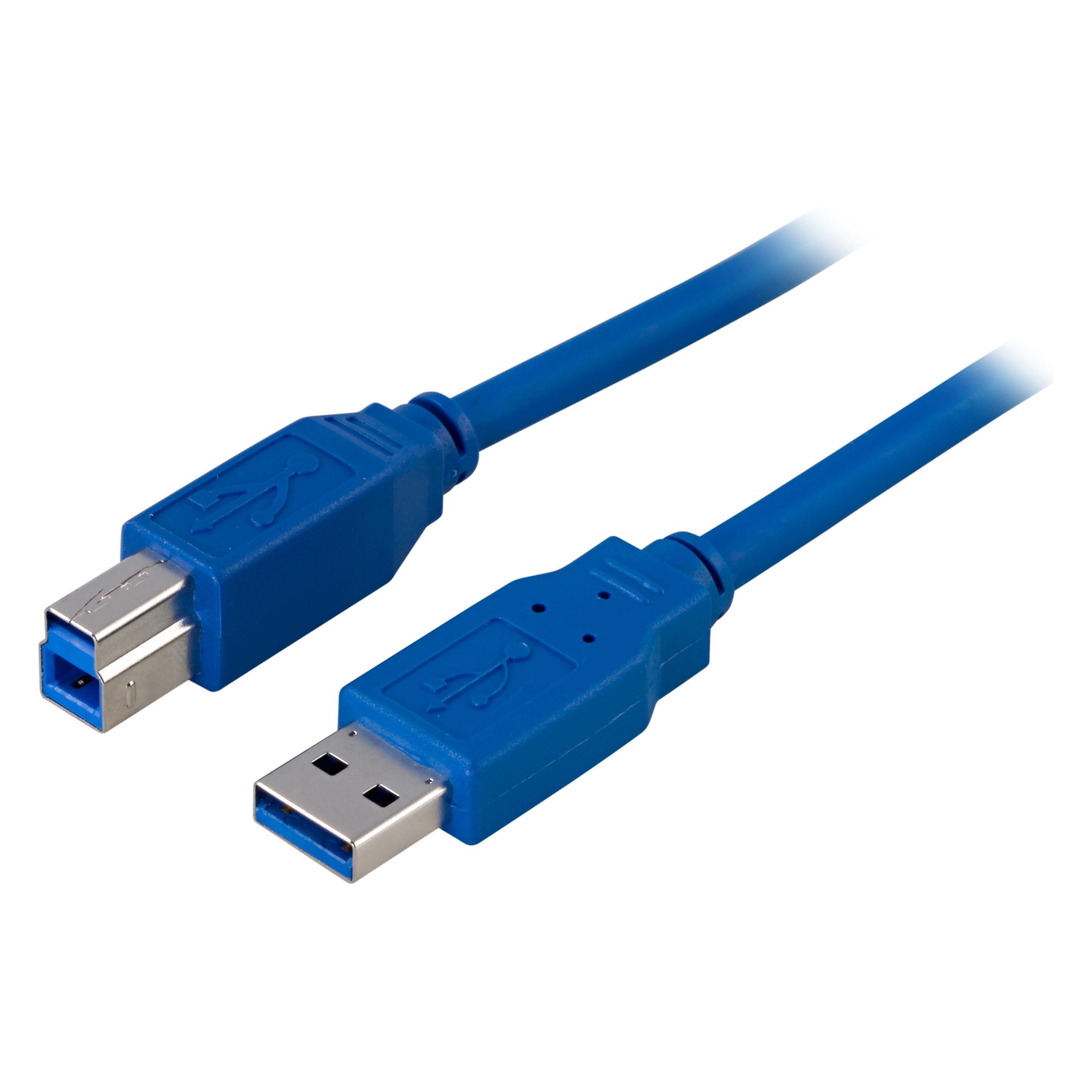 Deltaco USB 3.0 Cable, Typ A hane to Typ B hane, 2m - Blue (2 m, USB 3.2 Gen 1) (USB3-120)