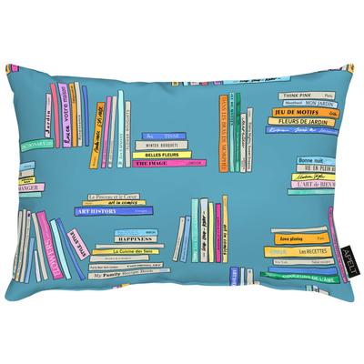 Dekokissen APELT "Carta", turkis, rose, bedruckt, B:41cm H:0,5cm L:61cm, Polyester, Dekokissen_Sitzkissen_Kissenhüllen, gezeichnete Buchmotive