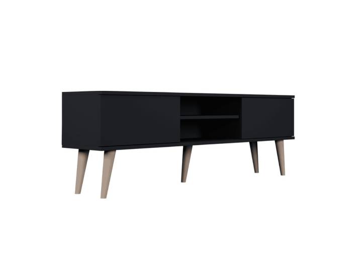 Meuble tv 160 cm panneaux noir
