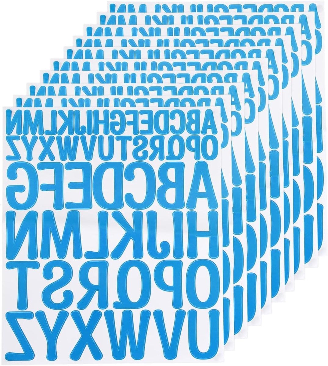 Vinyl Letterstickers Alfabet Stickers Lichtblauw - 624 Stuks - Waterdicht en Scheurvast