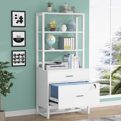 Bluebell File Cabinet with 2 Drawer, Modern Filing Cabinet Printer Stand with Lock